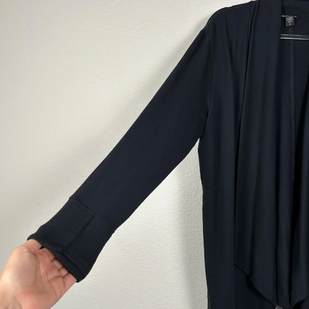 Athleta size L Pranayama Restore Wrap black long cardigan nirvana fabric relaxed